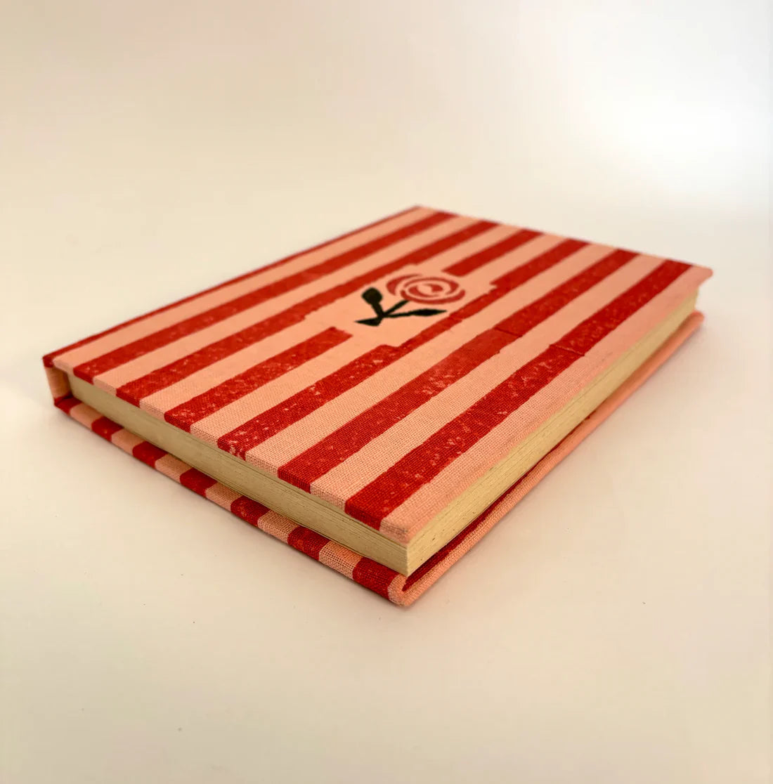 Handmade Paper Journal Notebook, Pink & Red Stripe - A5 - Arte House