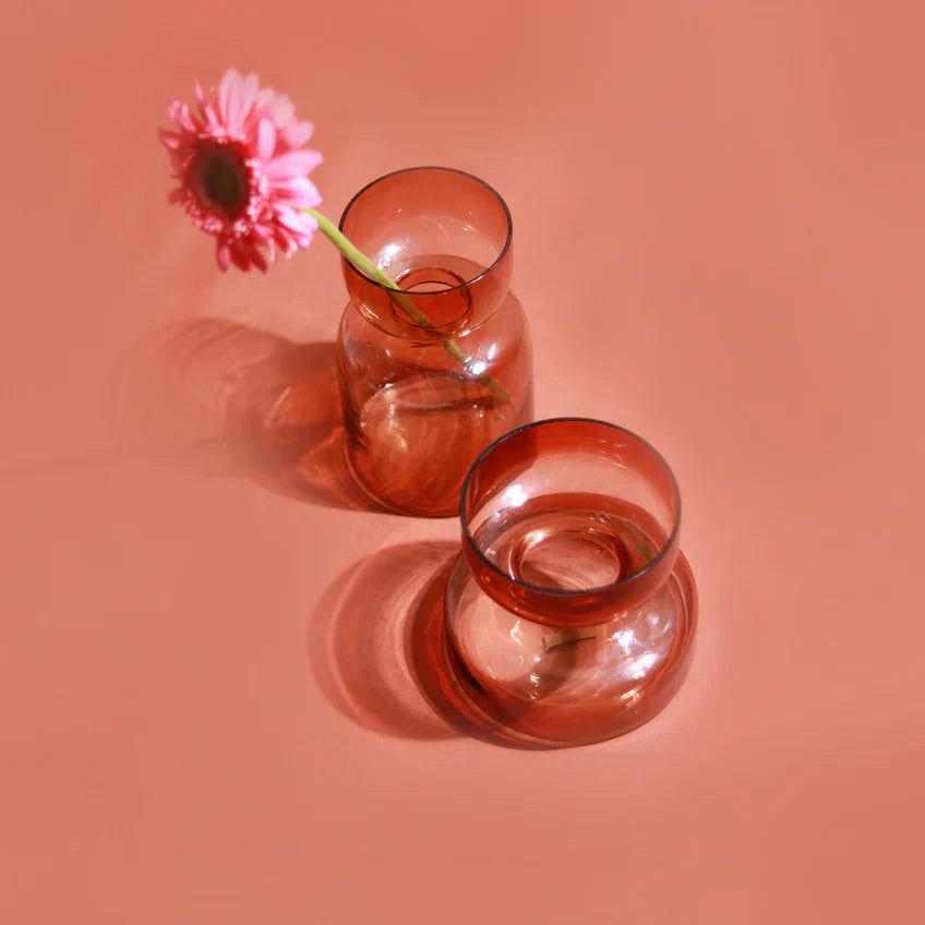 Slate Brown Handblown Glass vase  Short ,5.90x5.90x 5.51Inch - Arte House