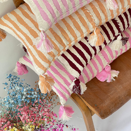 Antigua Pillow - Peach Stripe