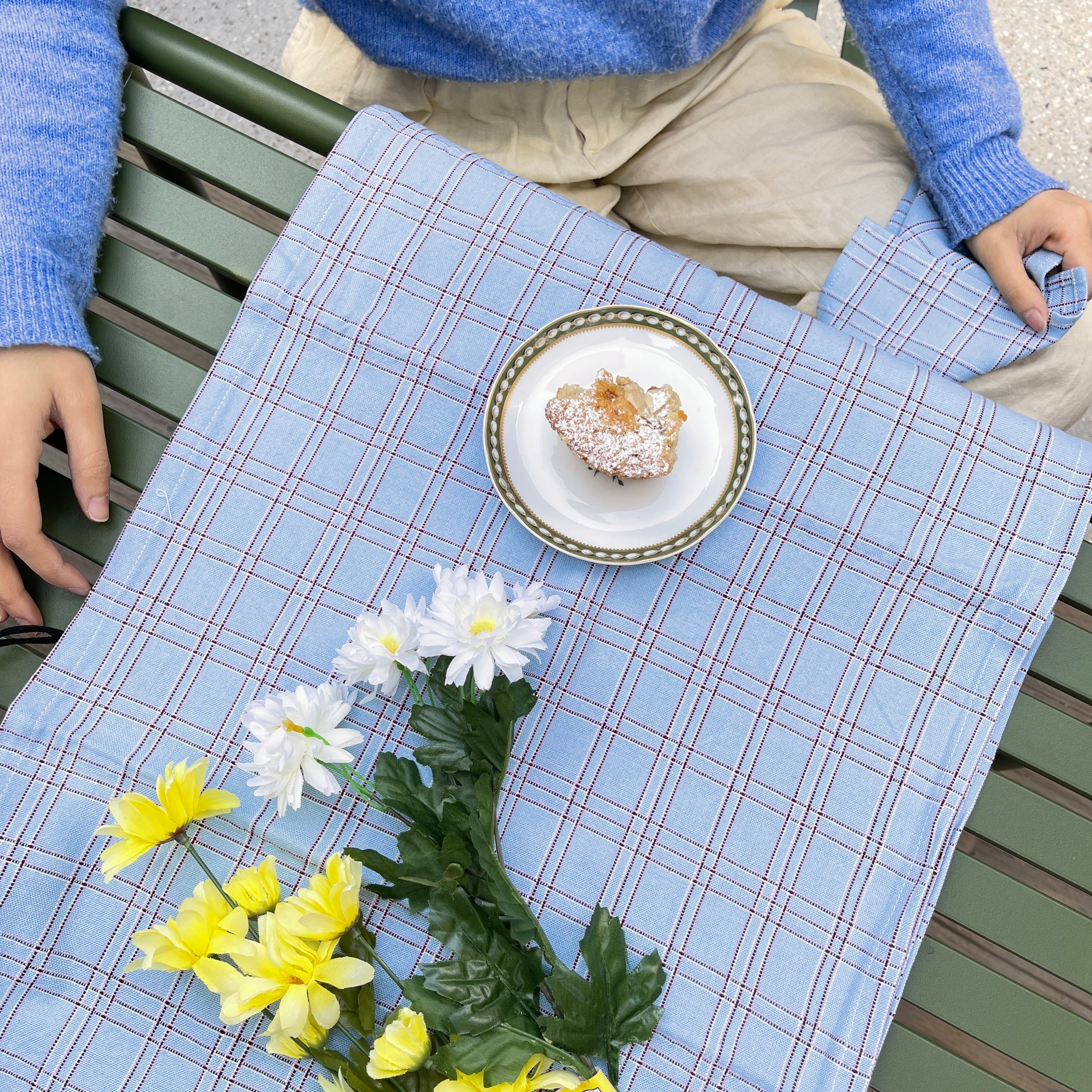 Chiapas Plaid Light Blue Table Runner - Arte House