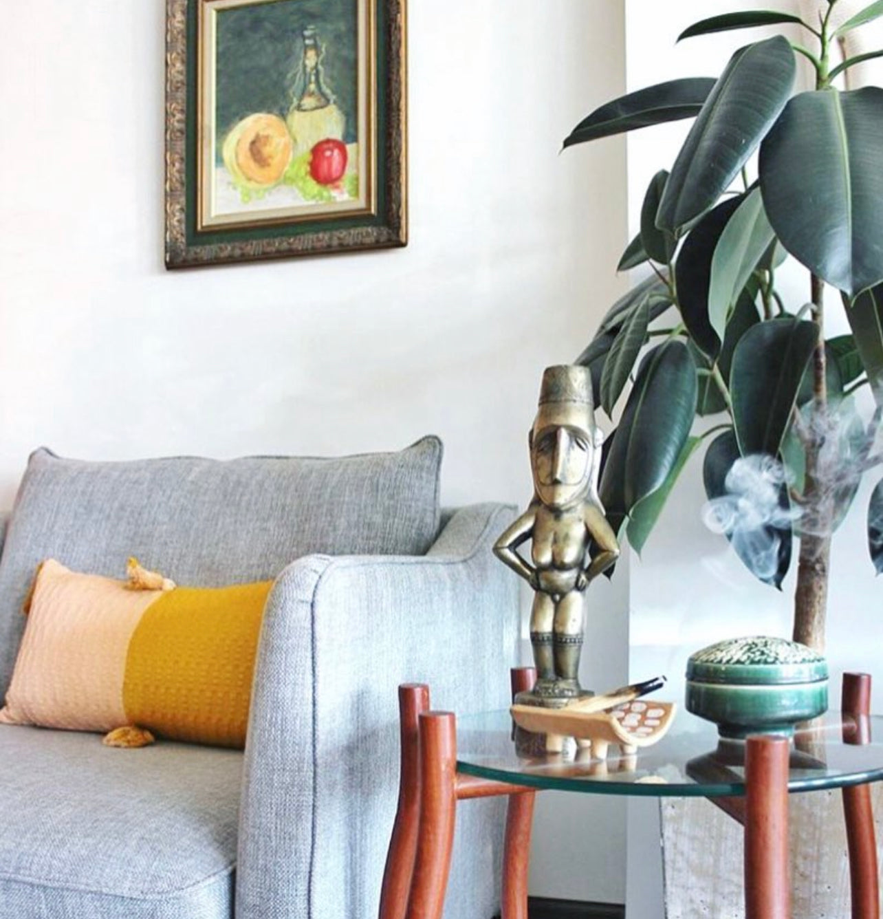 Antigua Pillow - Peach & Ochre Colorblocked