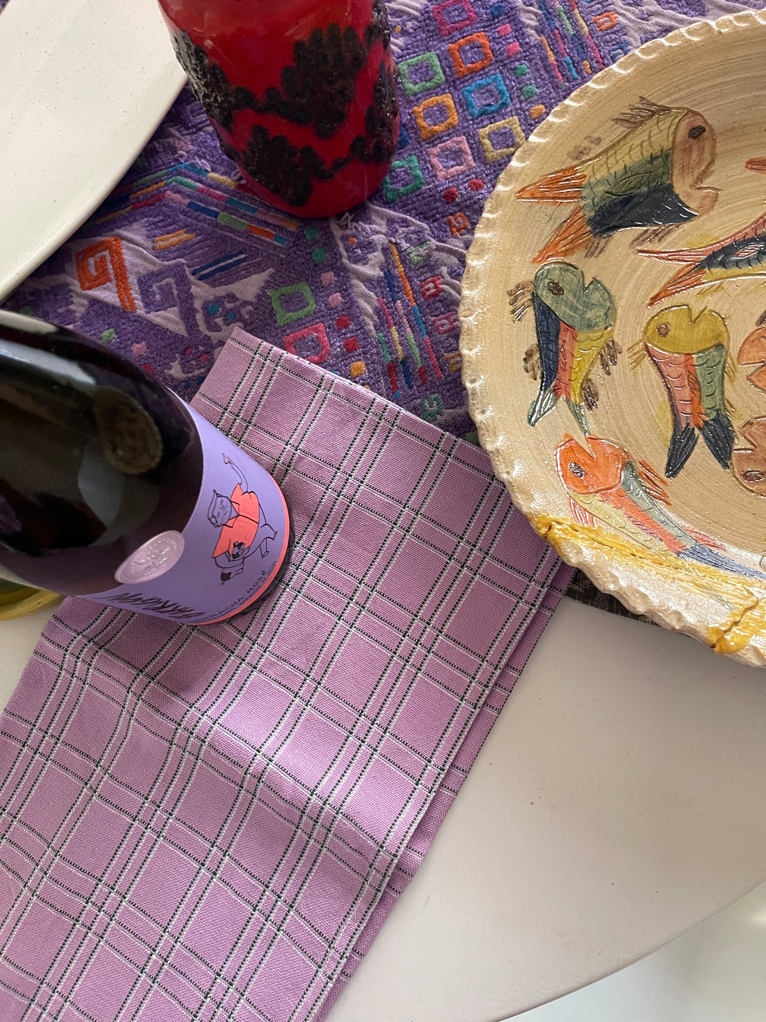 Chiapas Plaid Lilac Kitchen Towel - Arte House