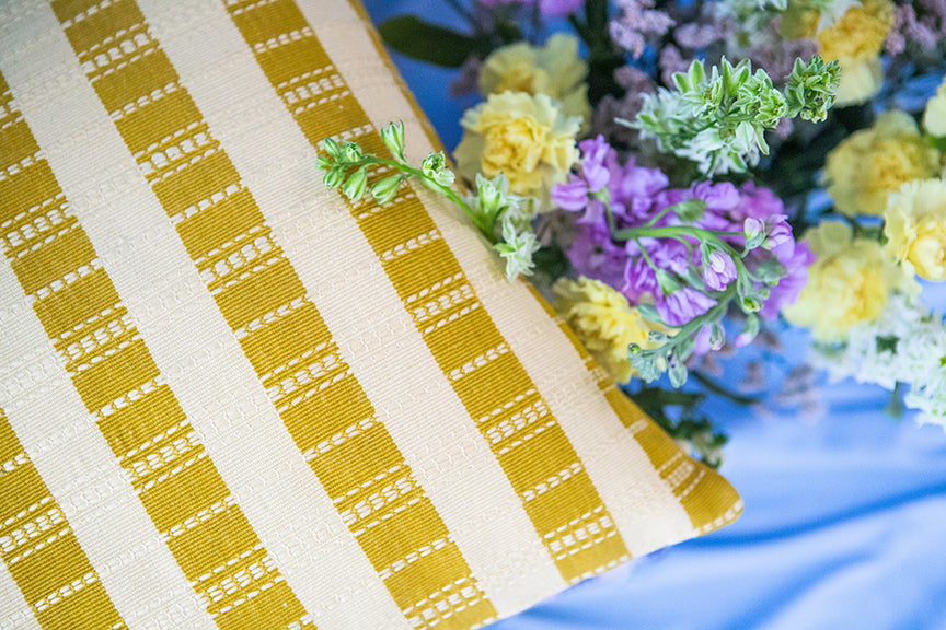 Santiago Grid Pillow - Butter