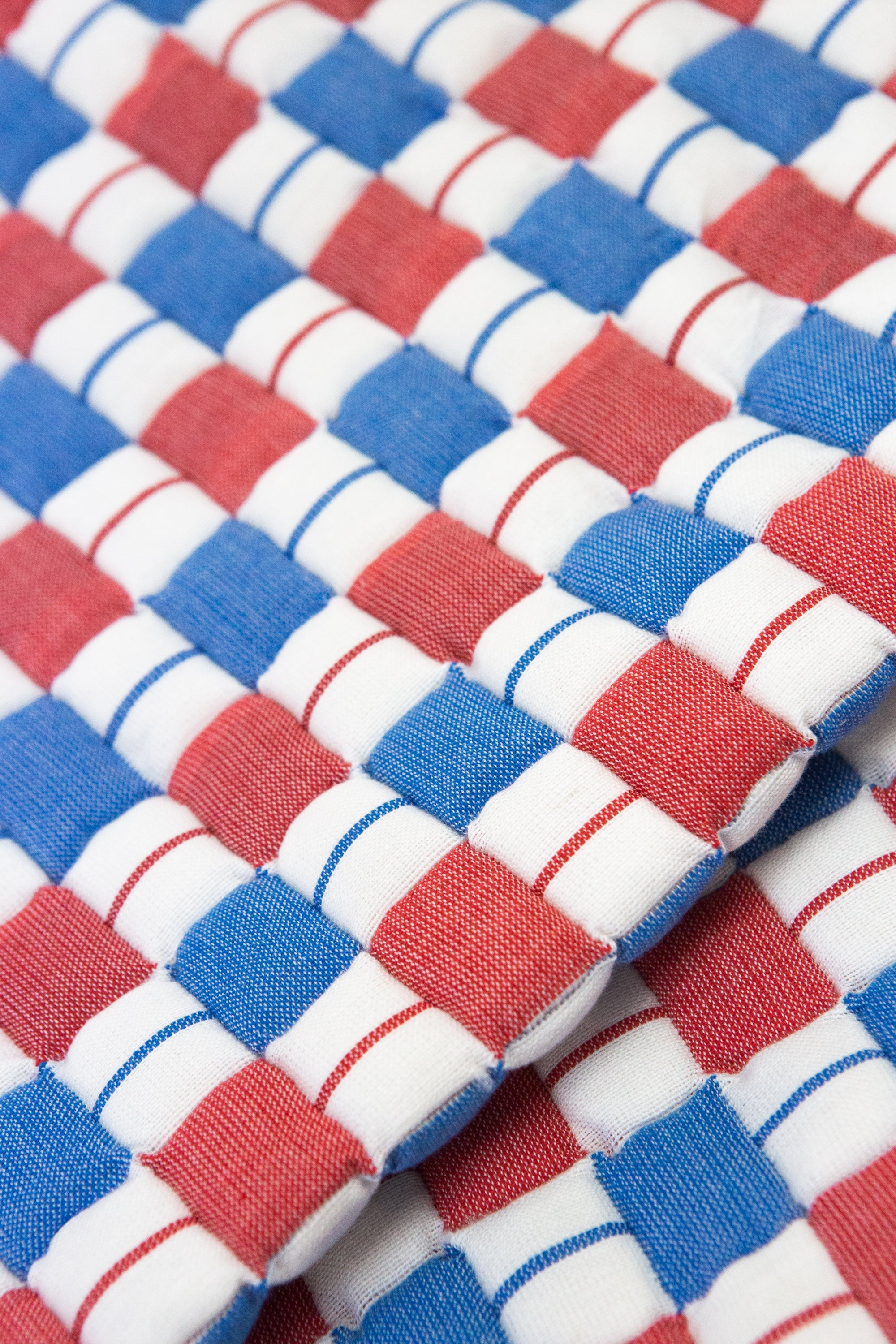 Quilted Sujani Throw Blanket - Red & Blue
