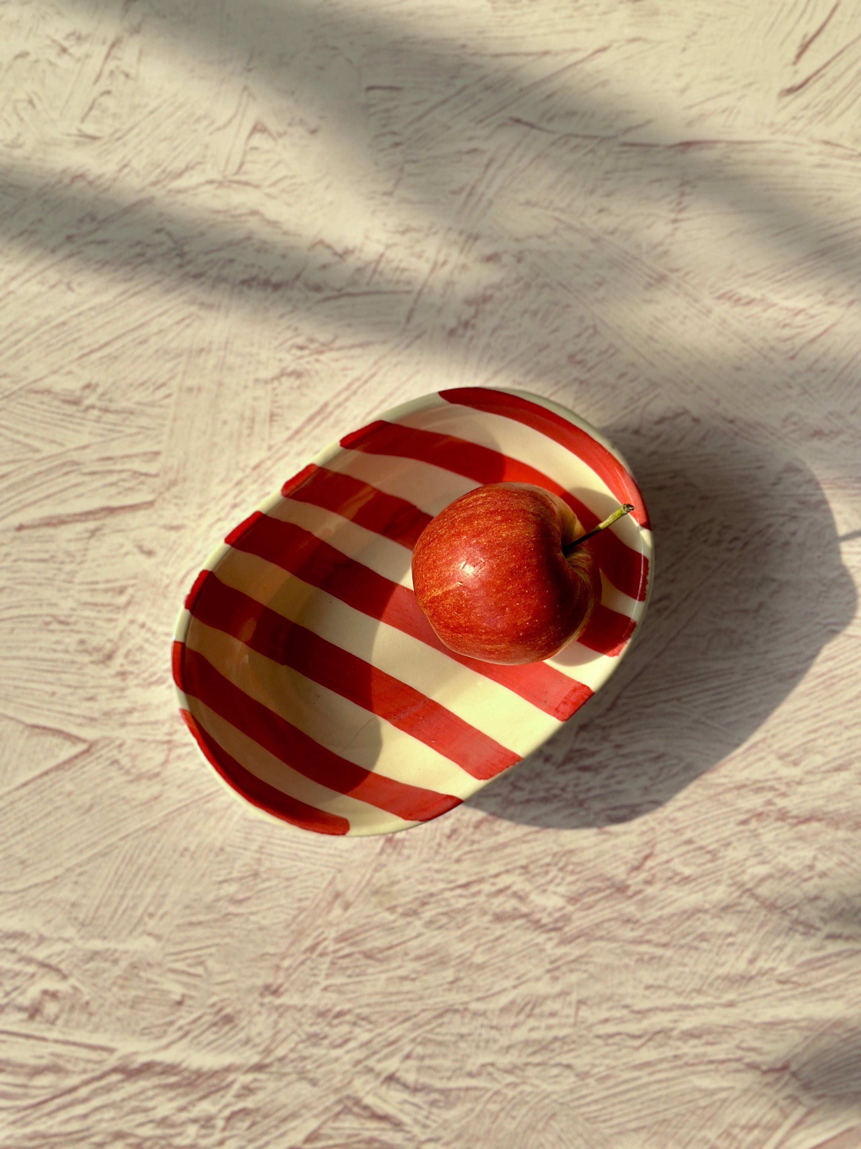 Ceramic stripe Bowl, Red 7x5x2 Inches (Set of 4) - Arte House