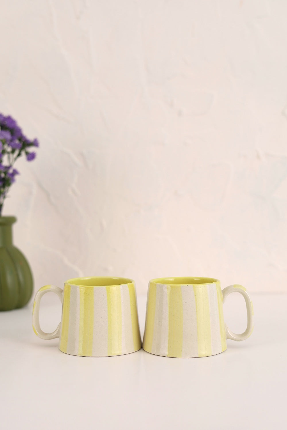 Ceramic Yellow Stripe  Coffee cup- 220ml (SET OF 4) - Arte House