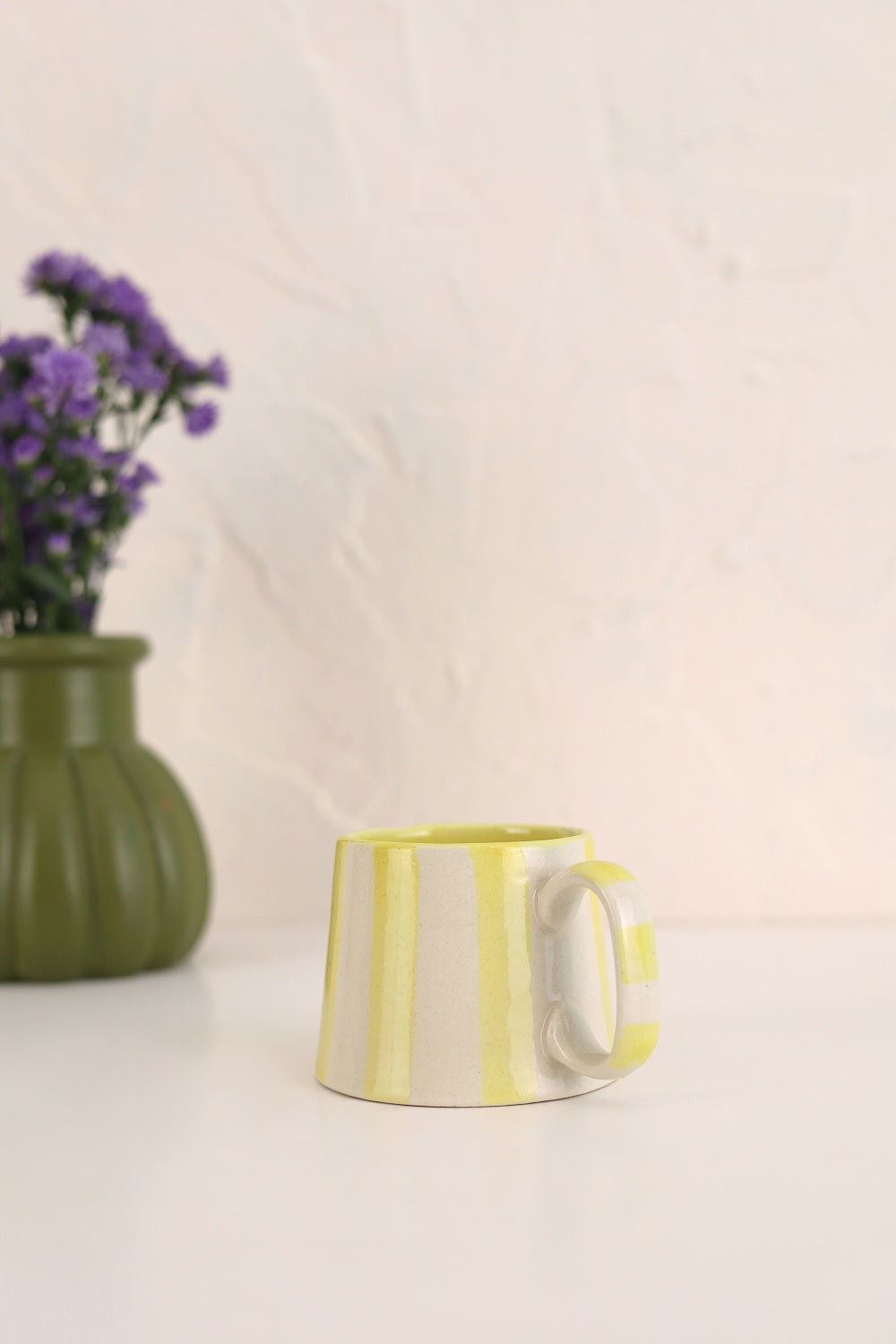 Ceramic Yellow Stripe  Coffee cup- 220ml (SET OF 4) - Arte House