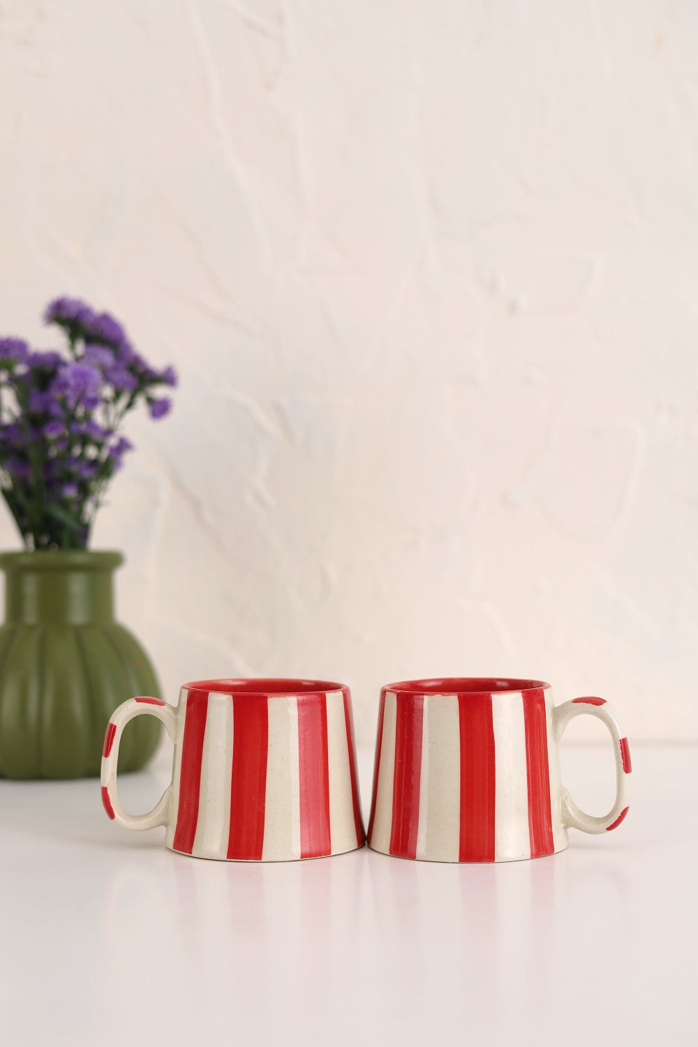 Ceramic Red Stripe  Coffee cup- 220ml (SET OF 4) - Arte House
