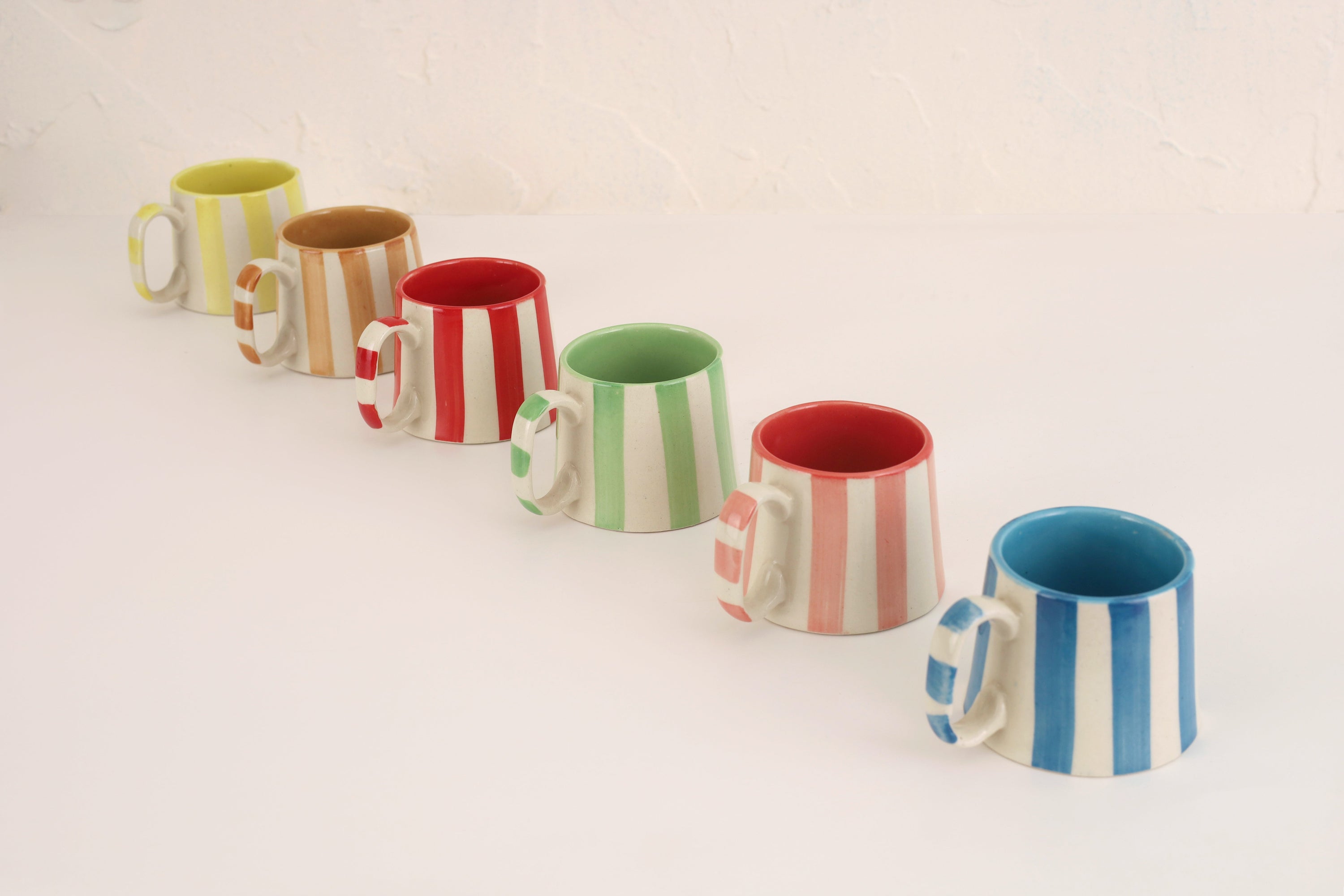 Ceramic Yellow Stripe  Coffee cup- 220ml (SET OF 4) - Arte House