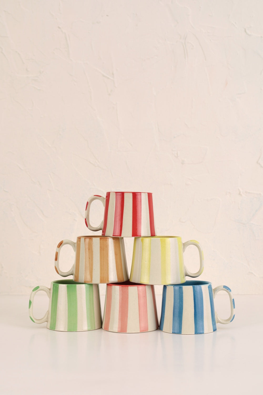 Ceramic Yellow Stripe  Coffee cup- 220ml (SET OF 4) - Arte House