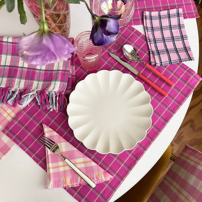 Abigail Plaid Party Napkin in Bubblegum and Peach