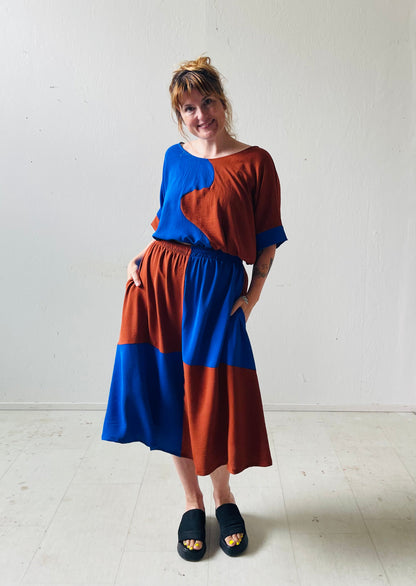 Eva Midi Skirt in Kristina Grid