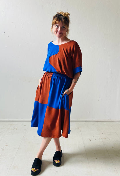 Eva Midi Skirt in Kristina Grid