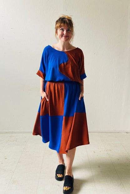 Eva Midi Skirt in Kristina Grid