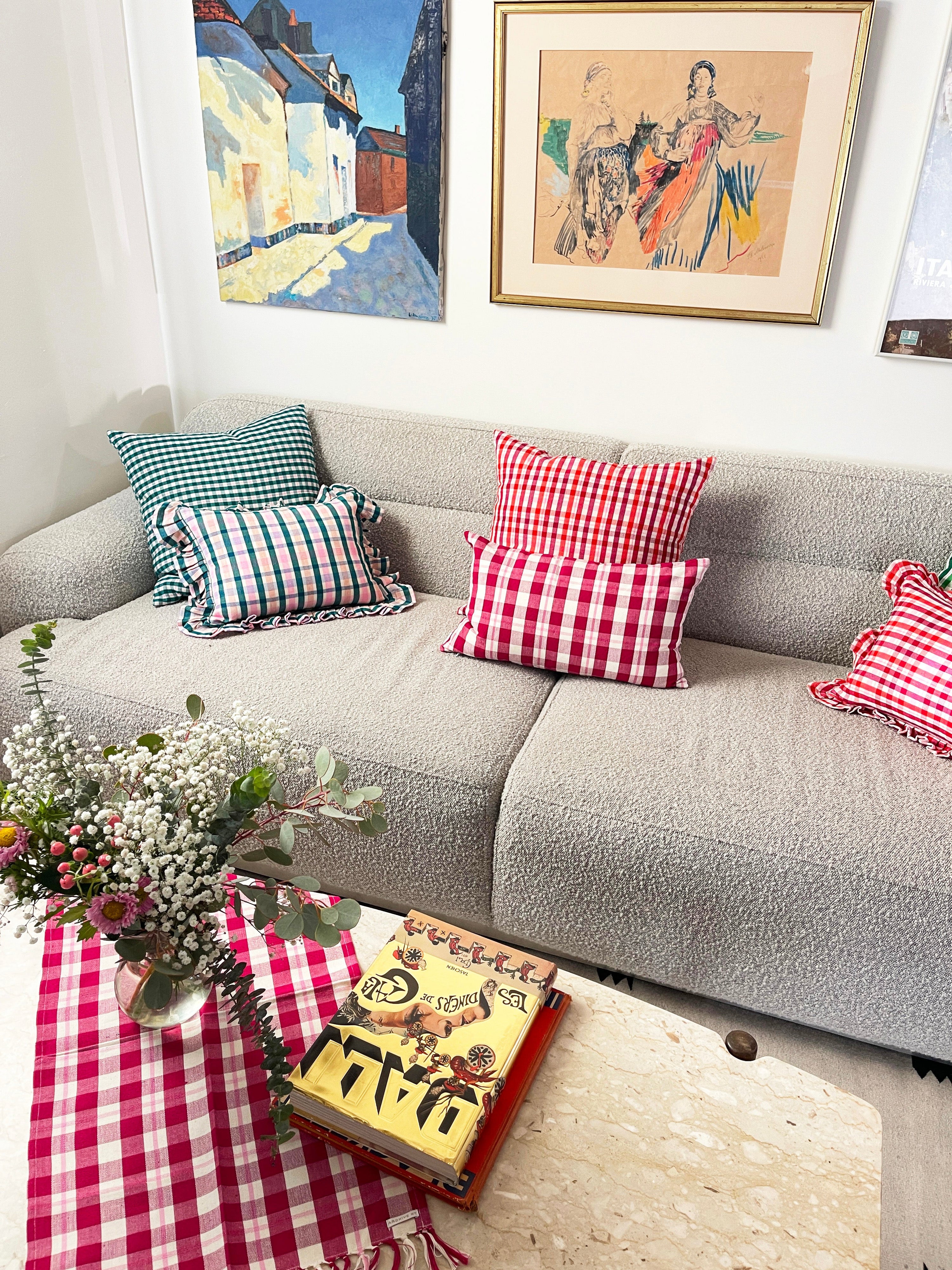 Noel Ruffle Plaid Pillow
