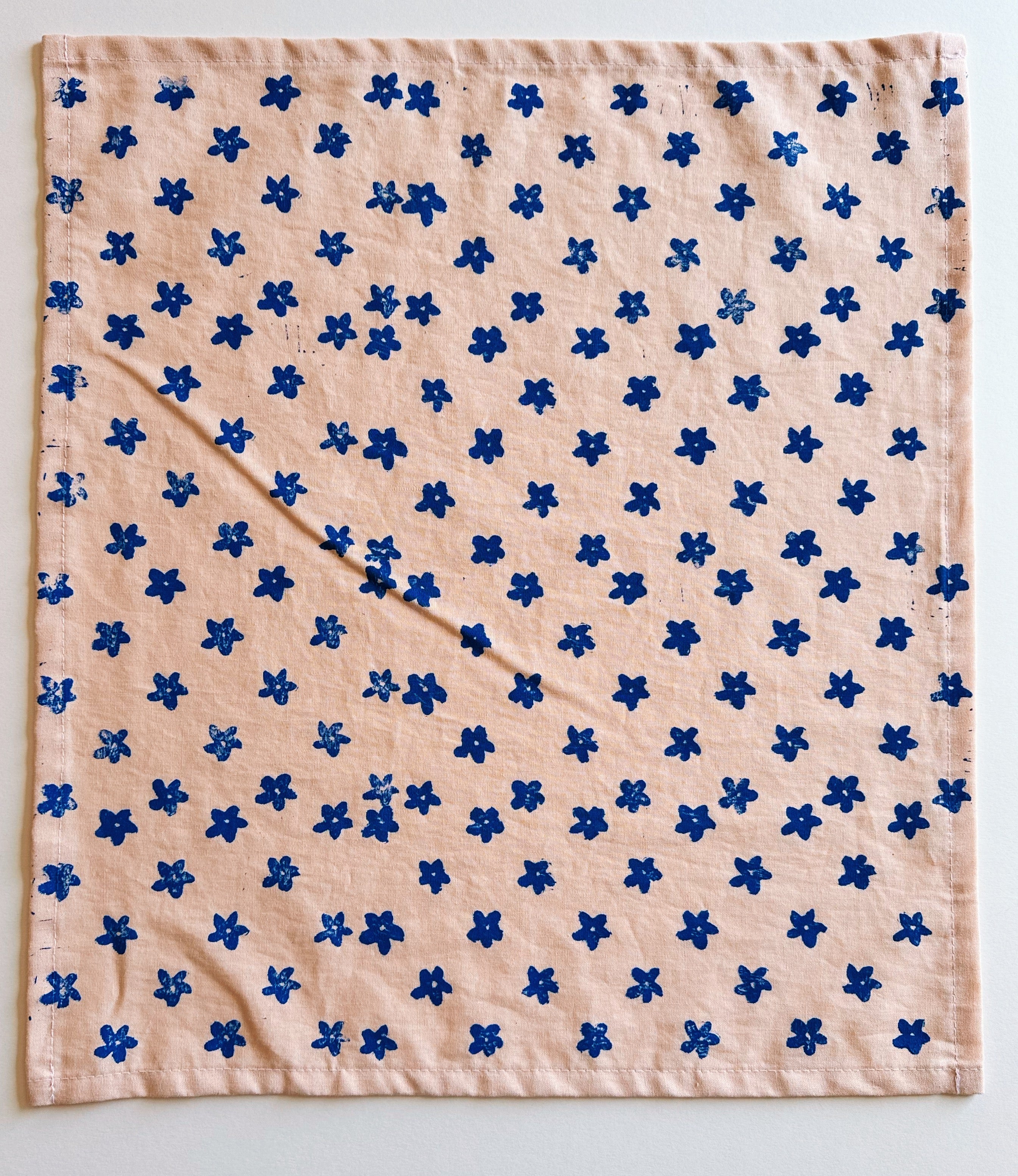 Blue Mini Florals on Blush Dinner Napkins