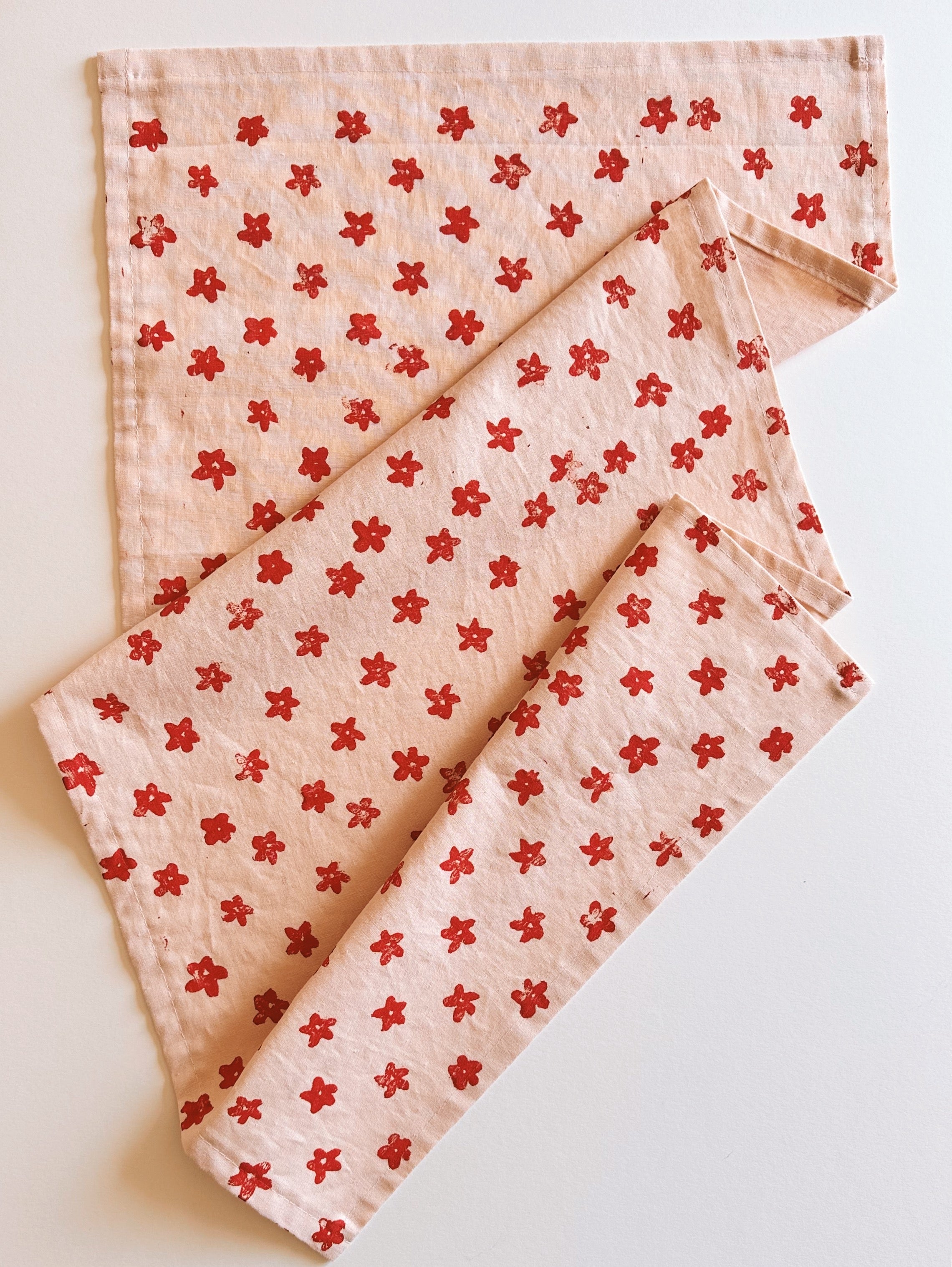 Red Mini Floral on Blush Table Runner