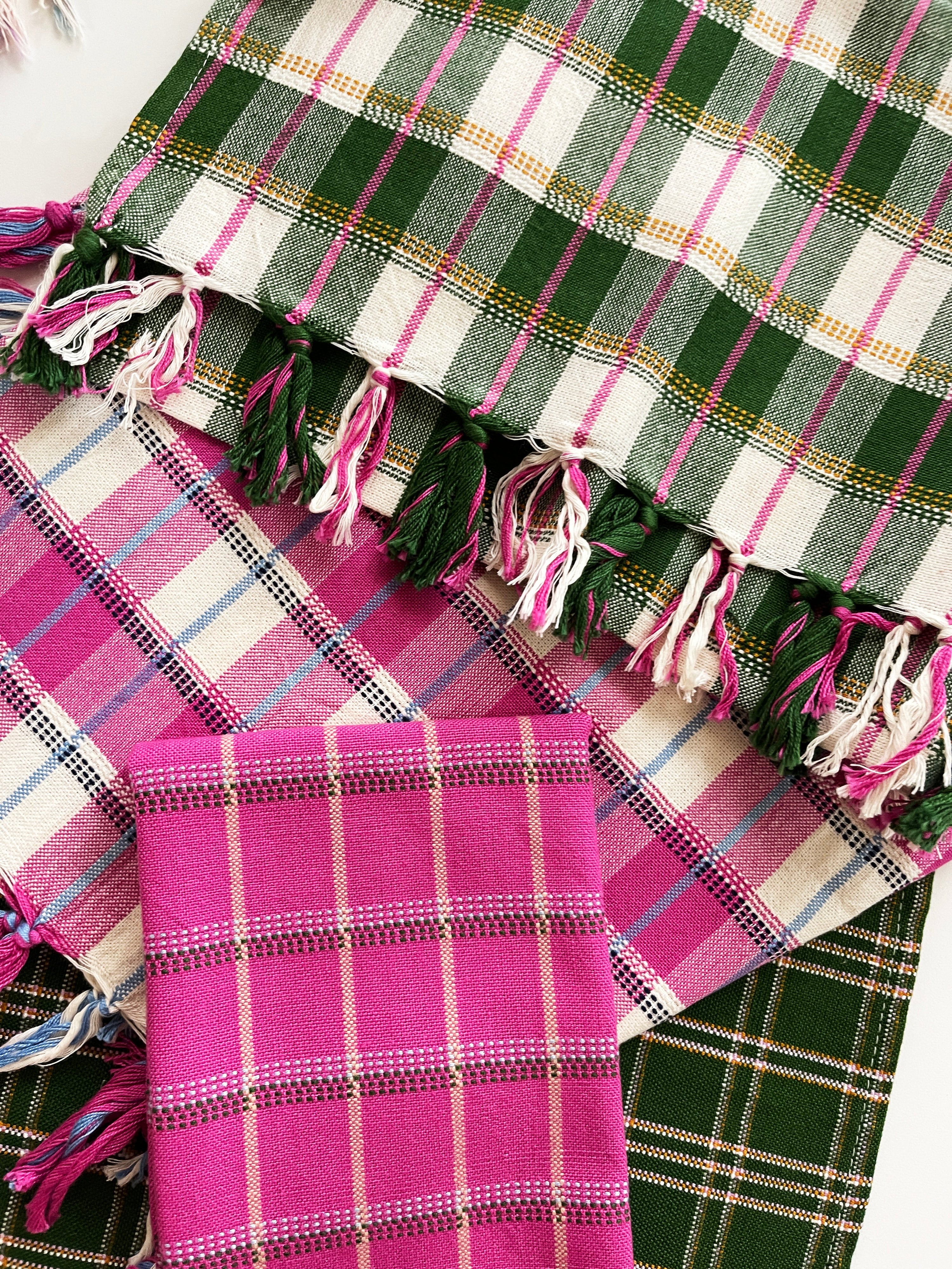 San Andres Gingham Forest & White Kitchen Towel
