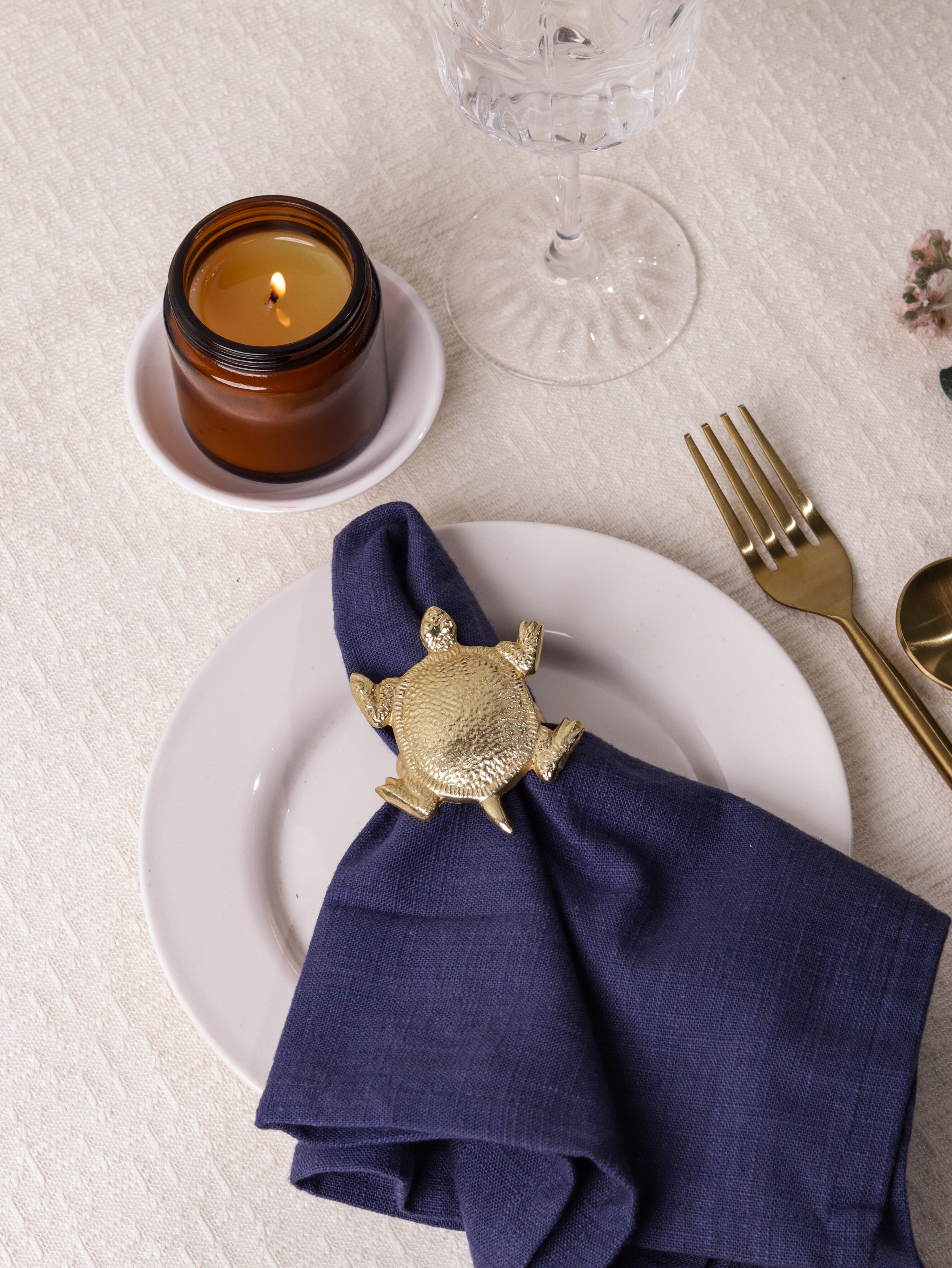 Tortoise Metal Napkin Ring, Dia 1.5 Inches (Set of 4) - Arte House