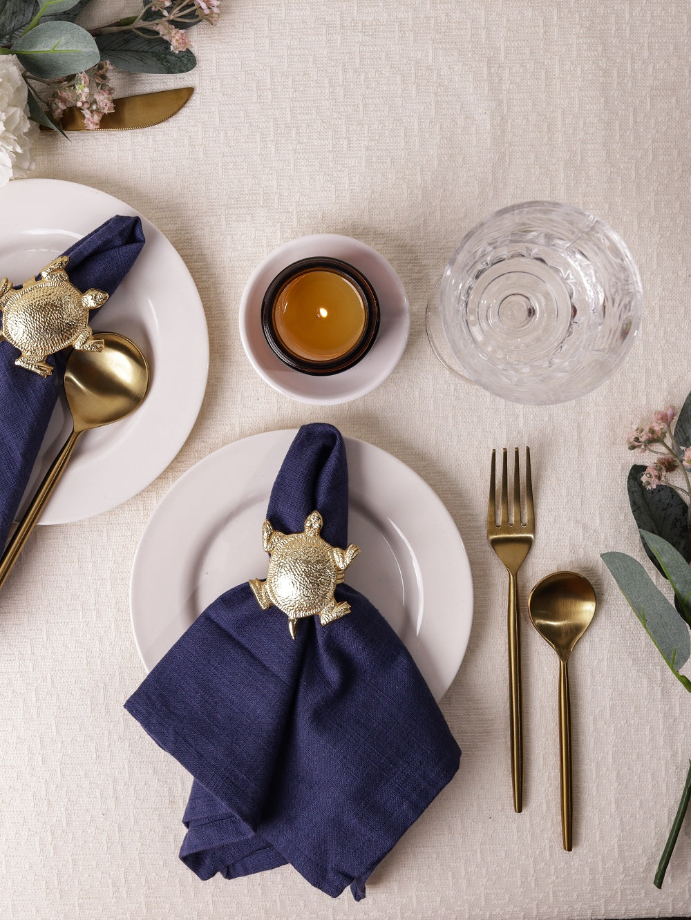 Tortoise Metal Napkin Ring, Dia 1.5 Inches (Set of 4) - Arte House