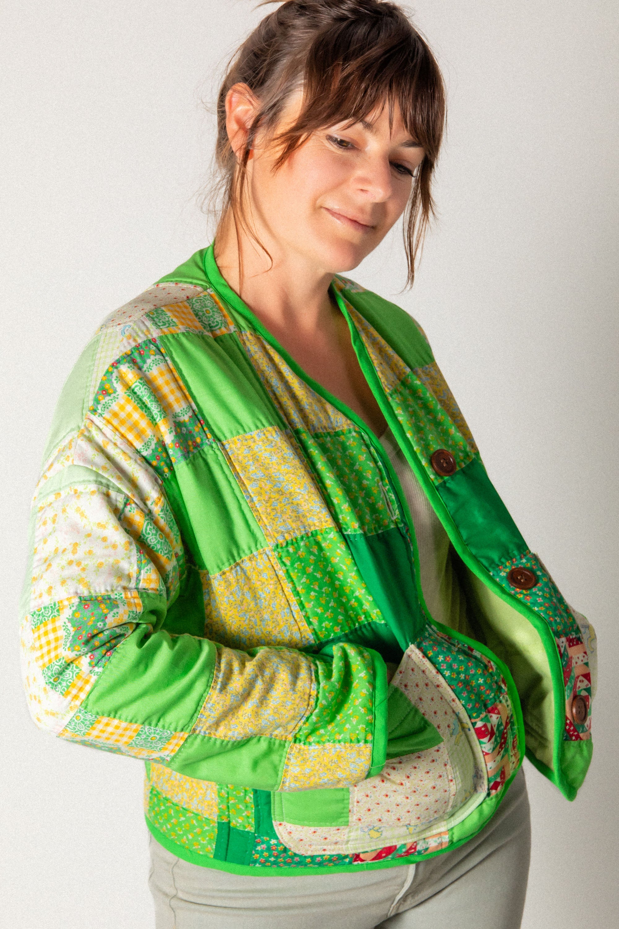 Green ATW Cropped Cardigan Coat (Small) - Arte House