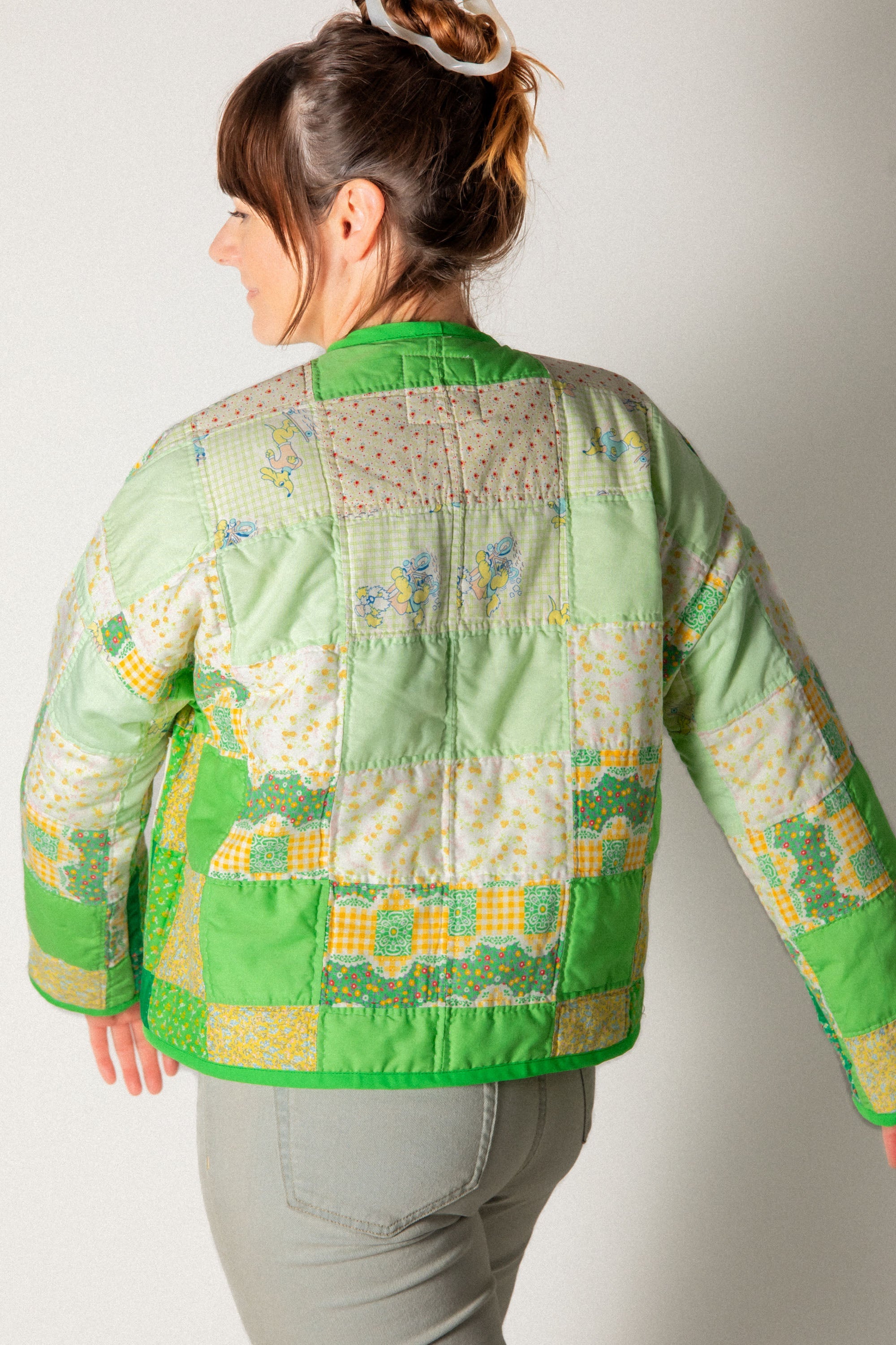 Green ATW Cropped Cardigan Coat (Small) - Arte House
