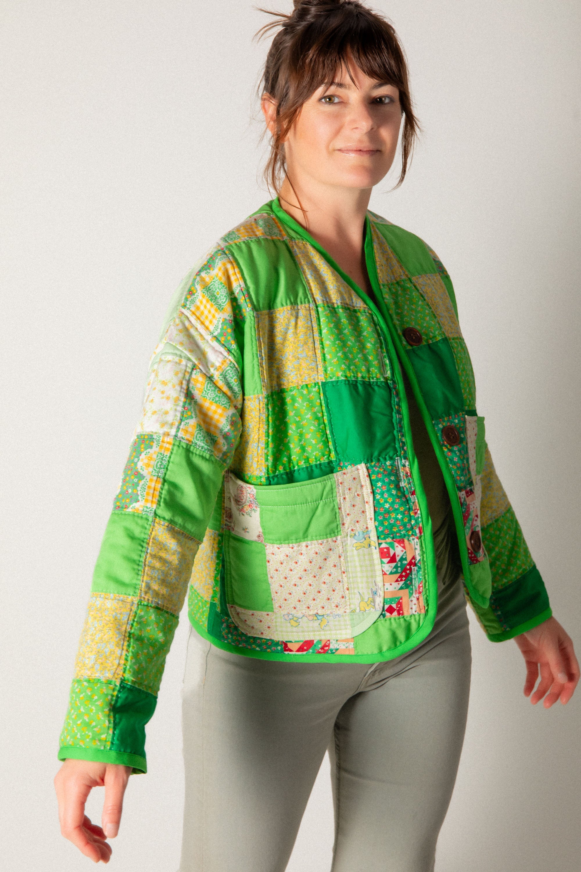 Green ATW Cropped Cardigan Coat (Small) - Arte House