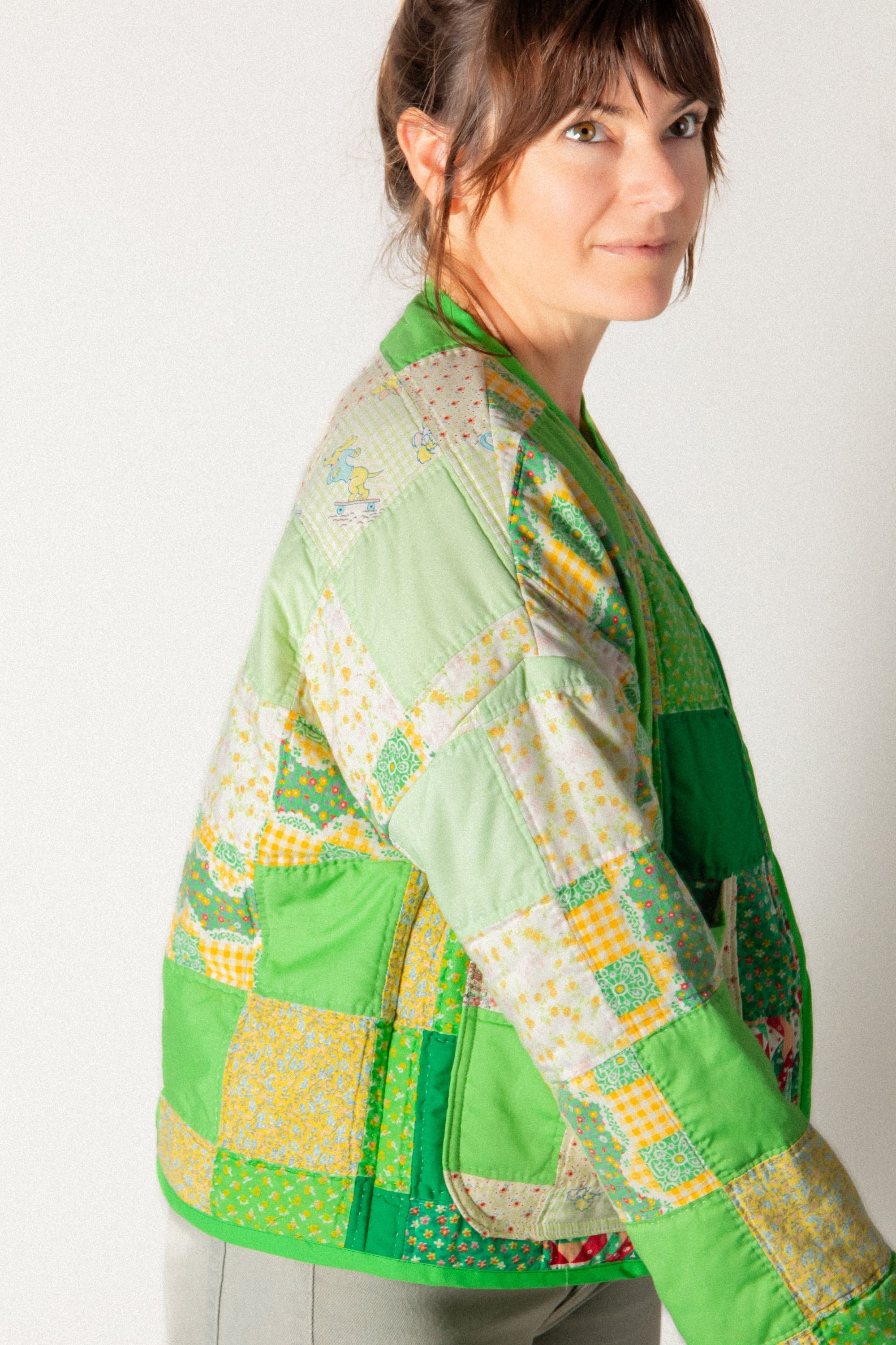 Green ATW Cropped Cardigan Coat (Small) - Arte House