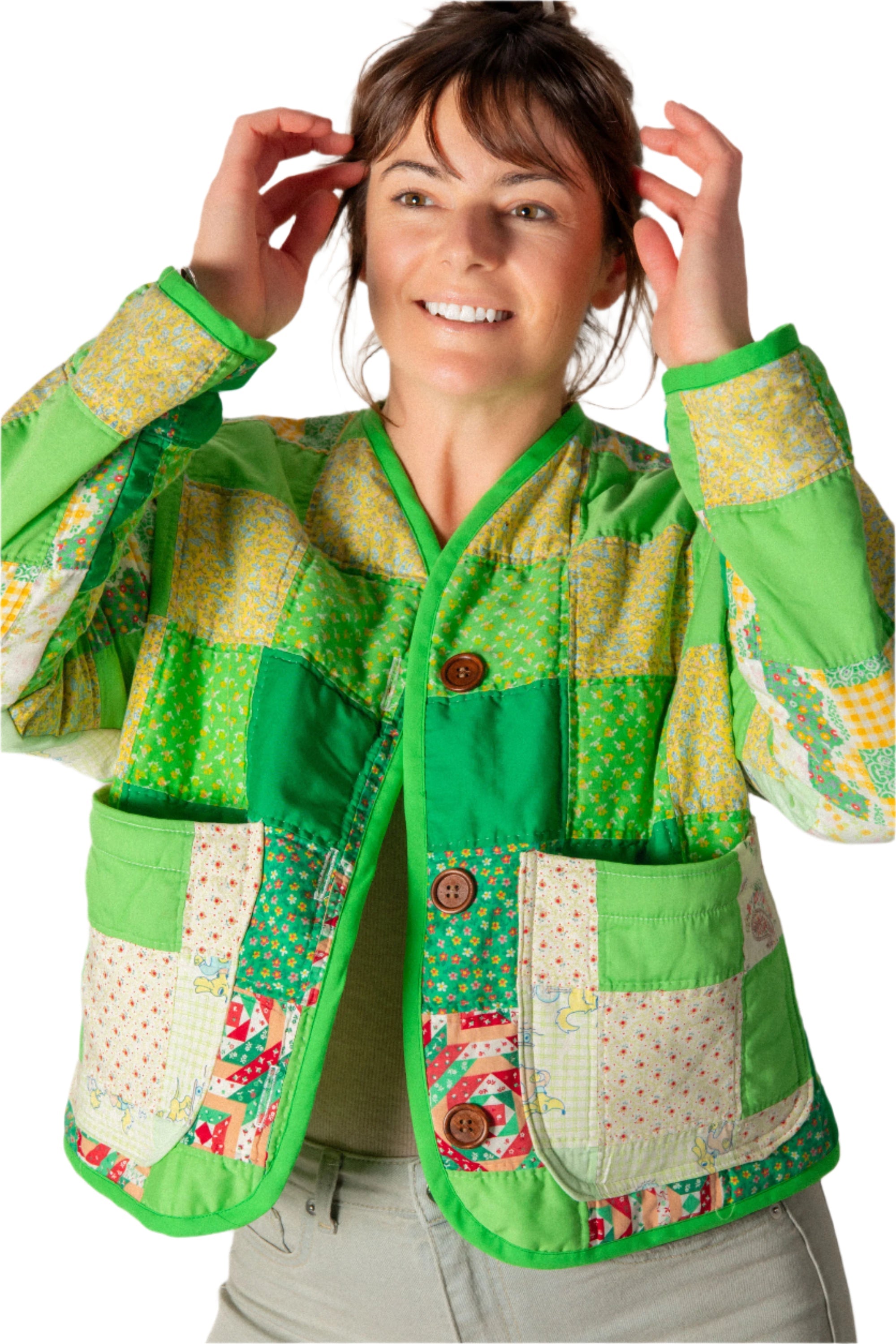 Green ATW Cropped Cardigan Coat (Small) - Arte House