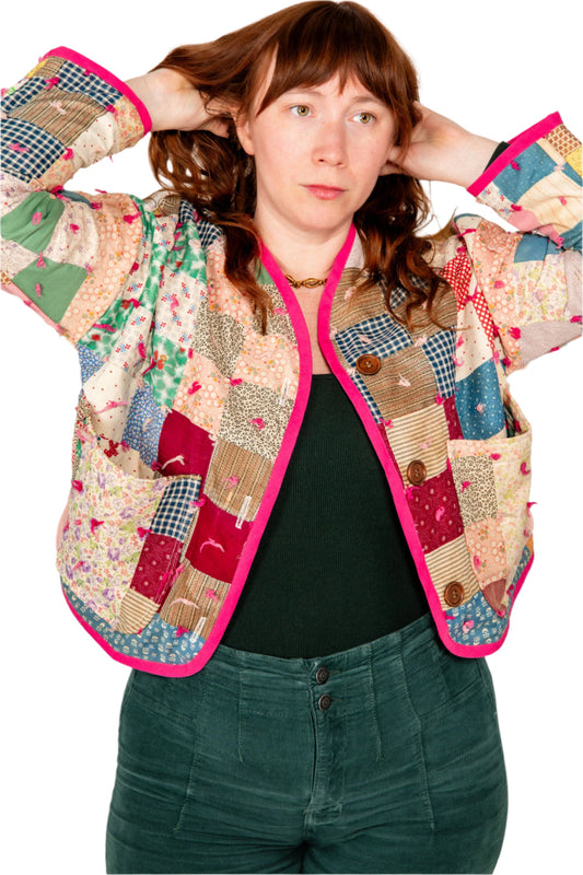 1930's Tied Cropped Cardigan Coat (Medium)