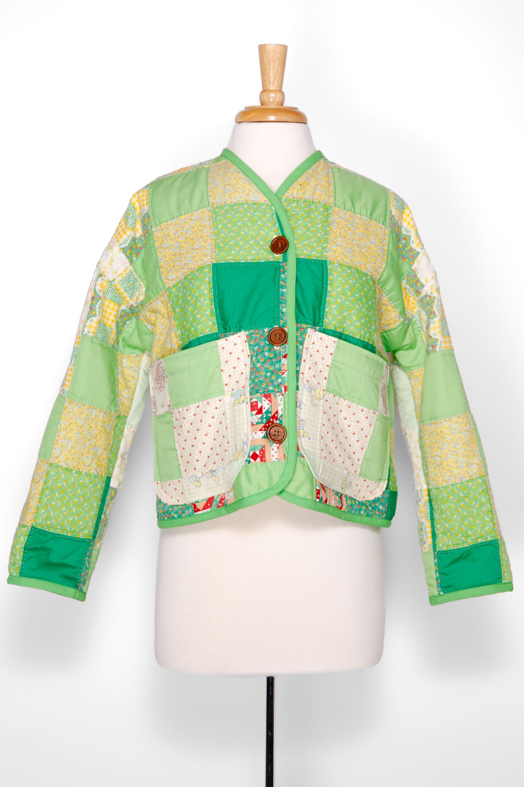 Green ATW Cropped Cardigan Coat (Small) - Arte House