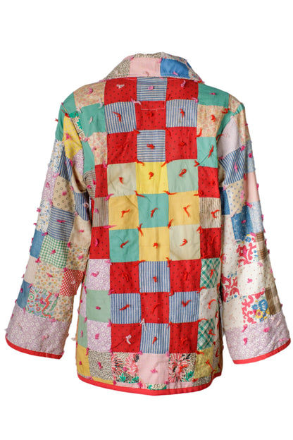 1930's Tied Feedsack Chore Coat (Unisex S)