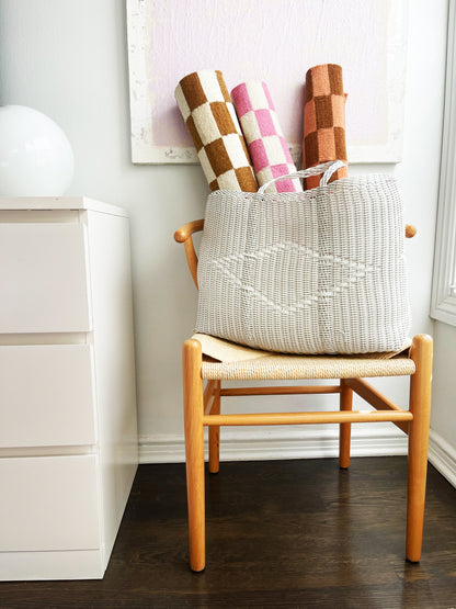 Zapotec Checkered Rug in Umber & Ivory