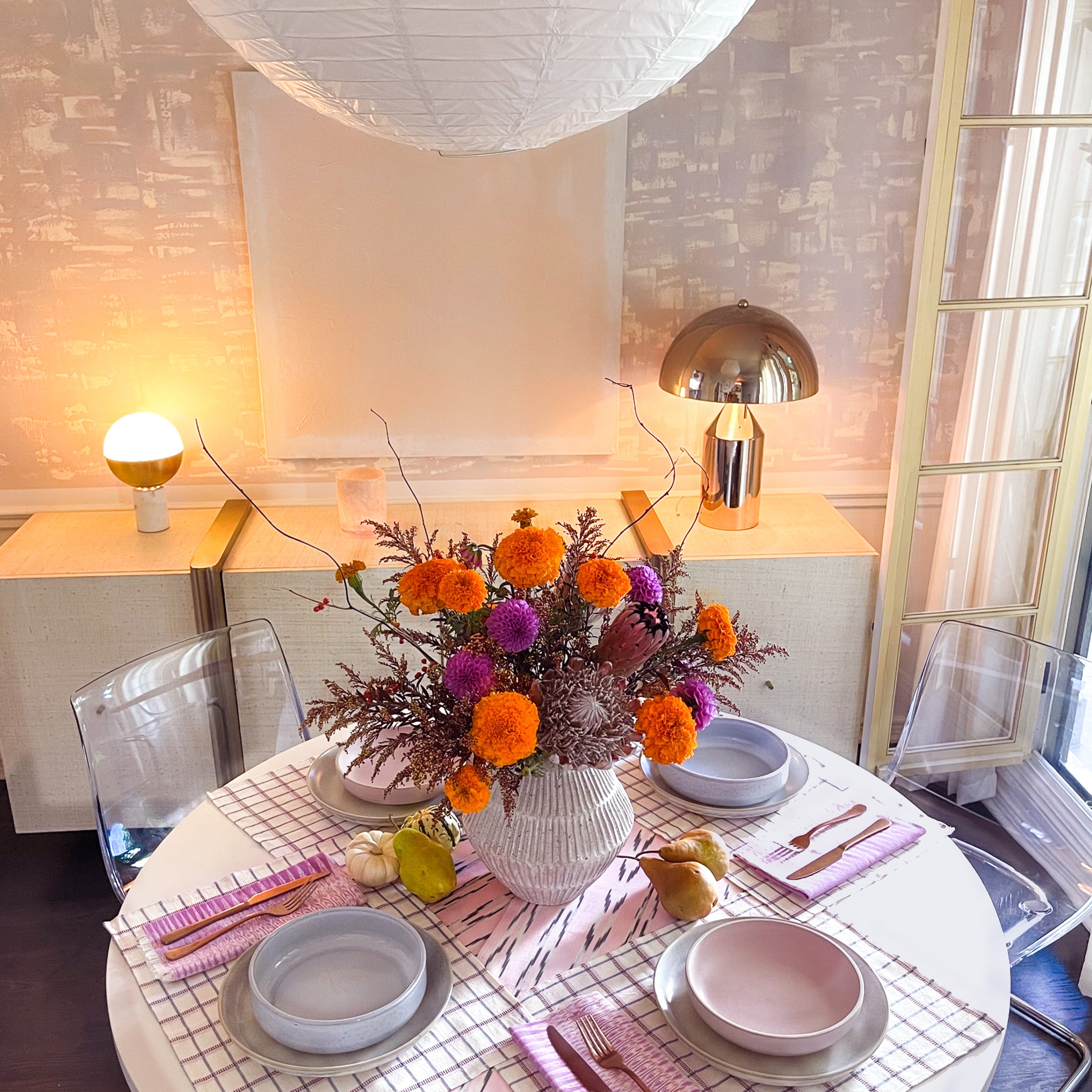 San Lucas Plaid White & Lilac Placemat - Arte House