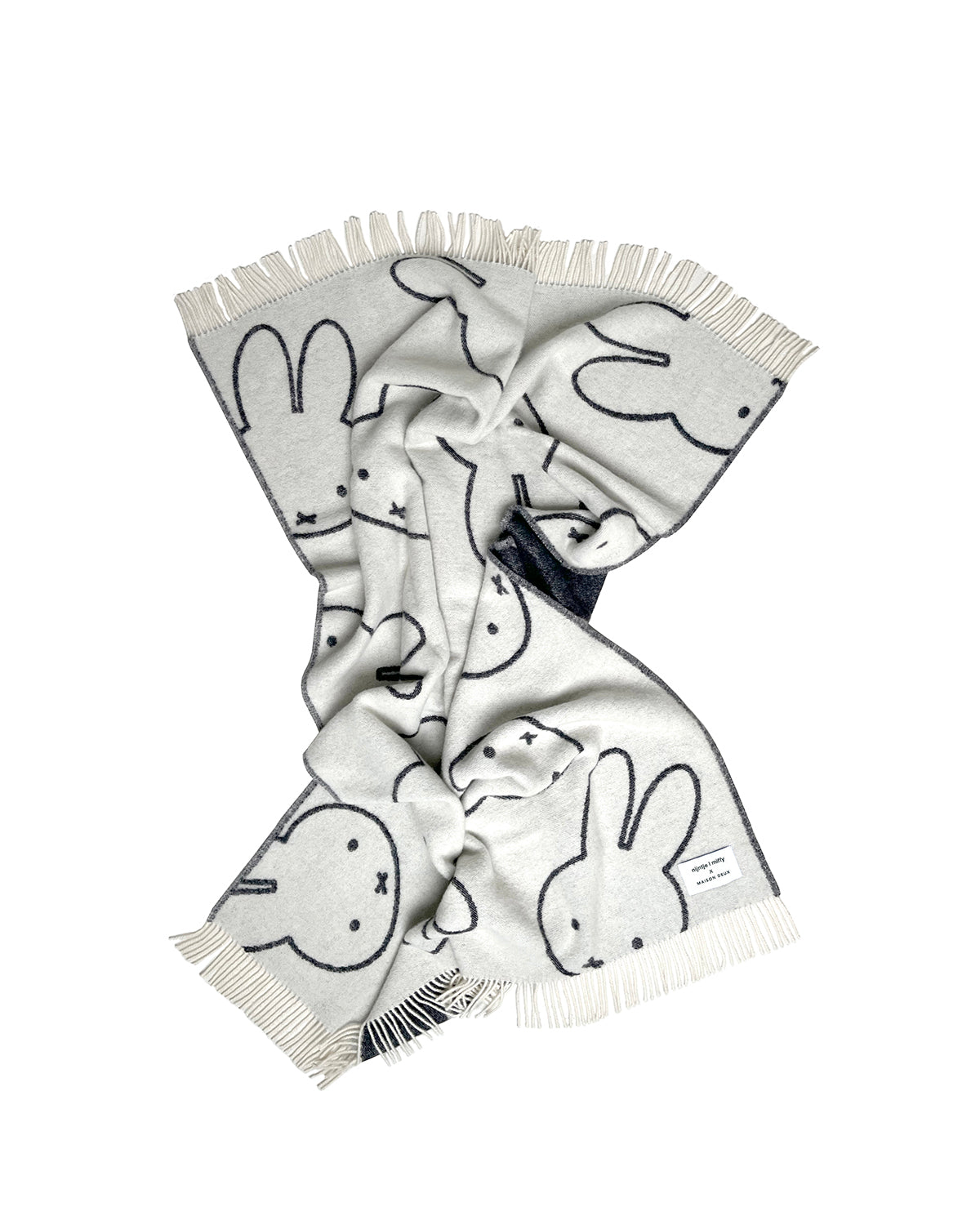 Blanket MIFFY White / Black Print 4.25 x 6.5 ft - Arte House