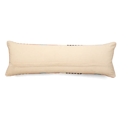 Handmade Circle Geo Lumbar Pillow, Multi Blue  - 12x34 inch
