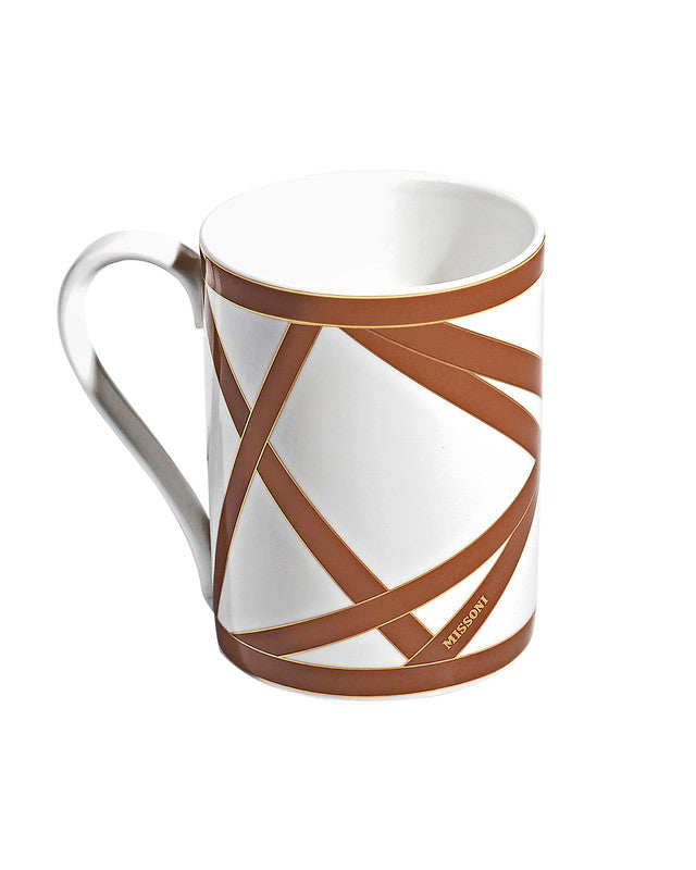 Mug Cup NASTRI in Luxury Box Beige diam. 3", H 3.9", cap. 12.5 oz - Arte House