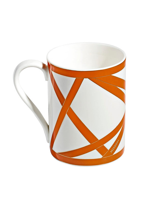 Mug Cup NASTRI in Luxury Box Orange diam. 3", H 3.9", cap. 12.5 oz - Arte House