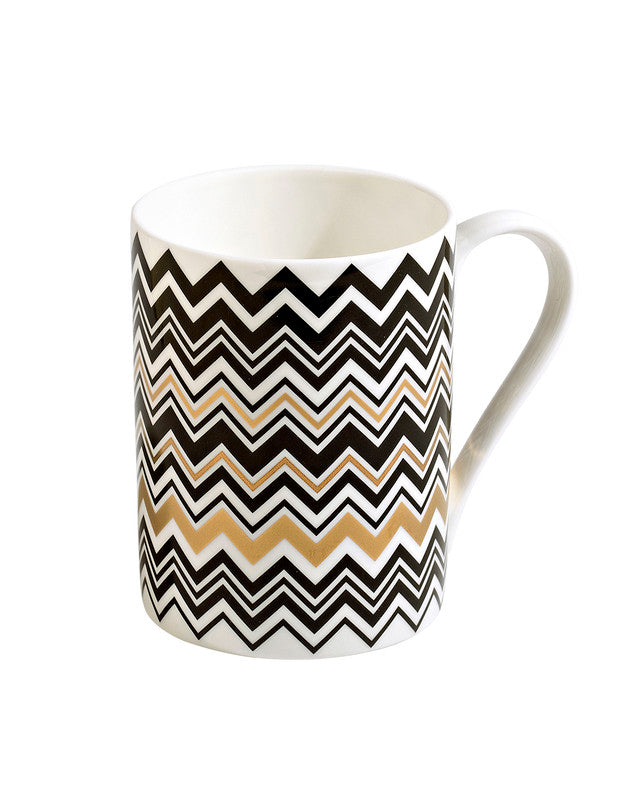 Mug Cup ZIG ZAG in Luxury Box Gold diam. 3", H 3.9", cap. 12.5 oz - Arte House