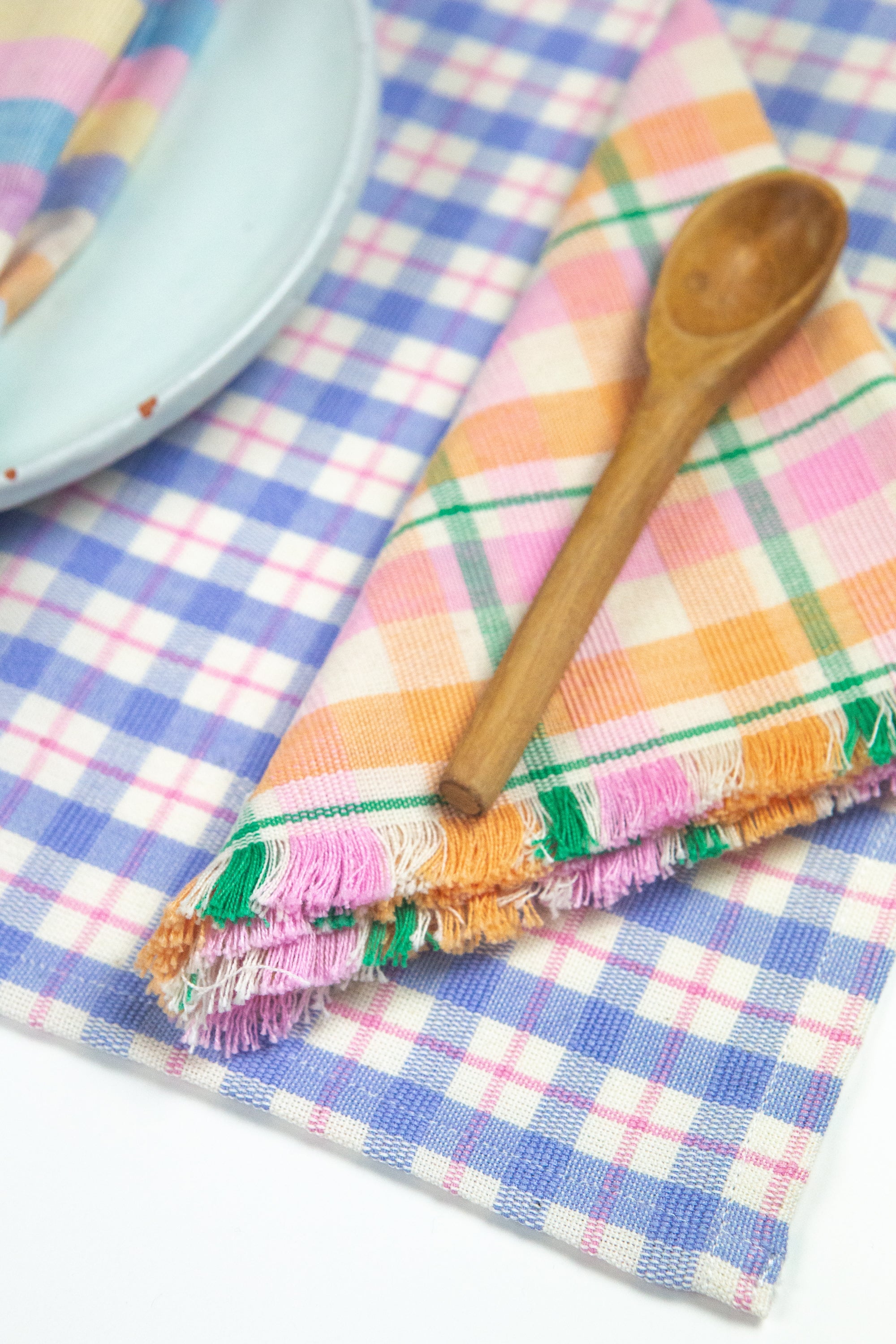 Sofia Plaid Placemat in Periwinkle Blue and Pink - Arte House