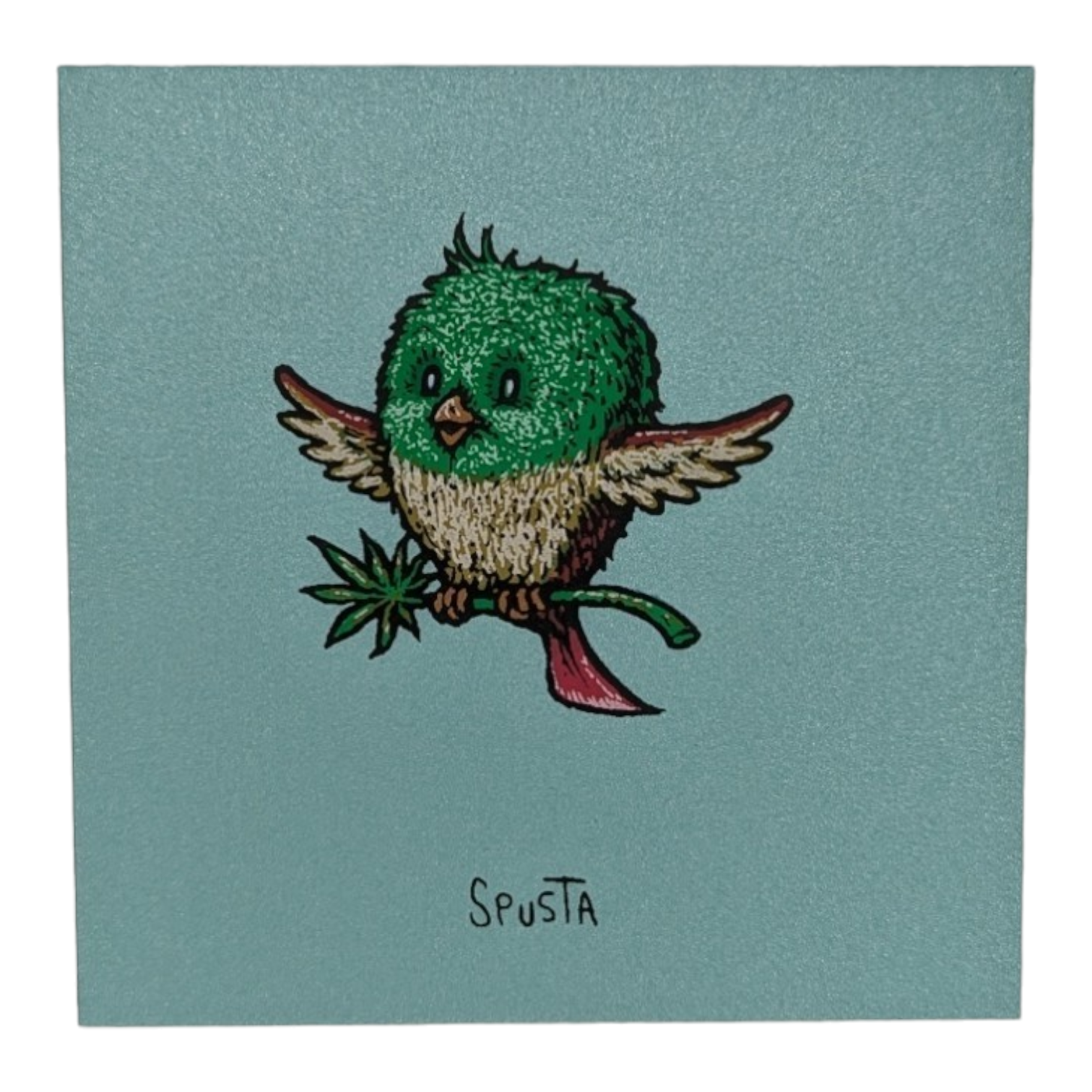 Marq Spusta Pot Bird (Aqua Shimmer) Micro Print