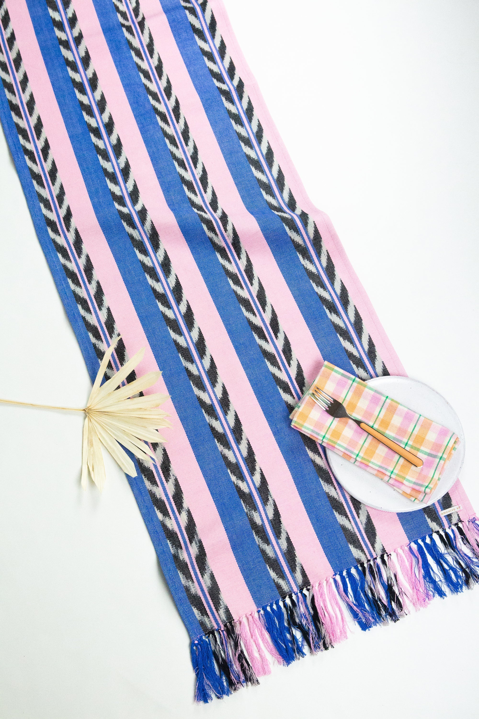 Palm Ikat Runner in Blue & Pink - Arte House