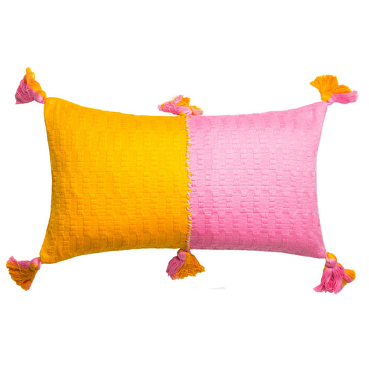 Antigua Pillow - Bubblegum and Orange Colorblocked