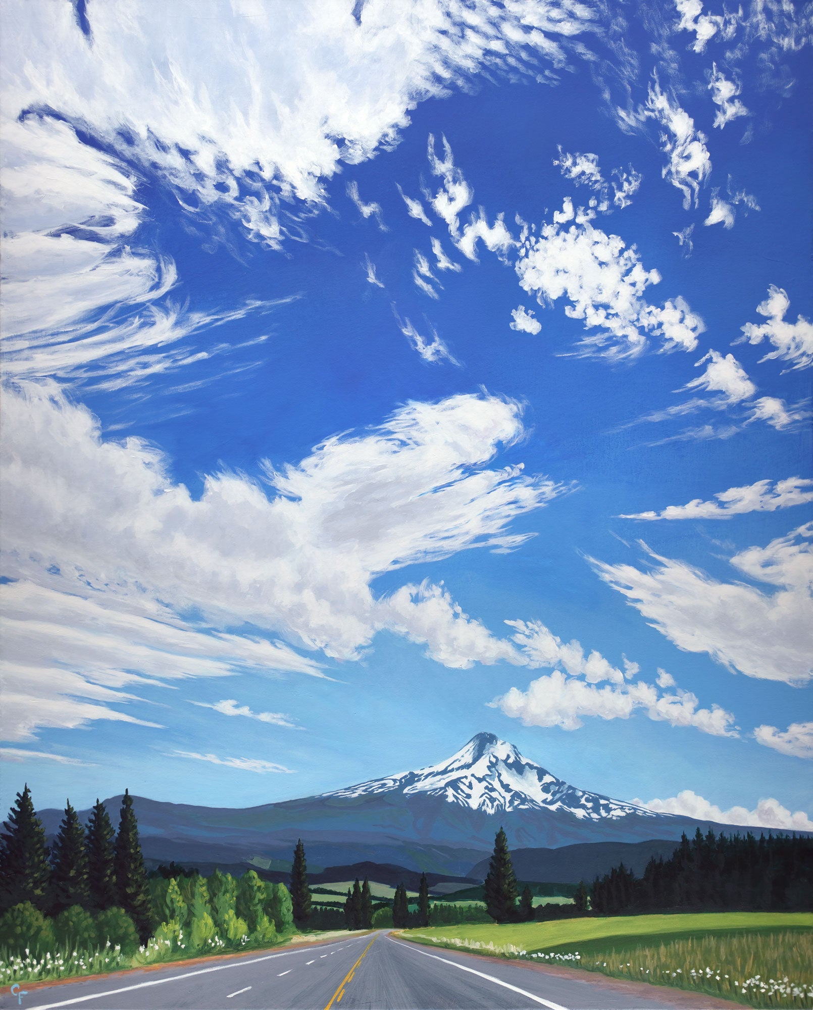 Mt. Hood in Cherry Season a Vertical Art Print - Arte House