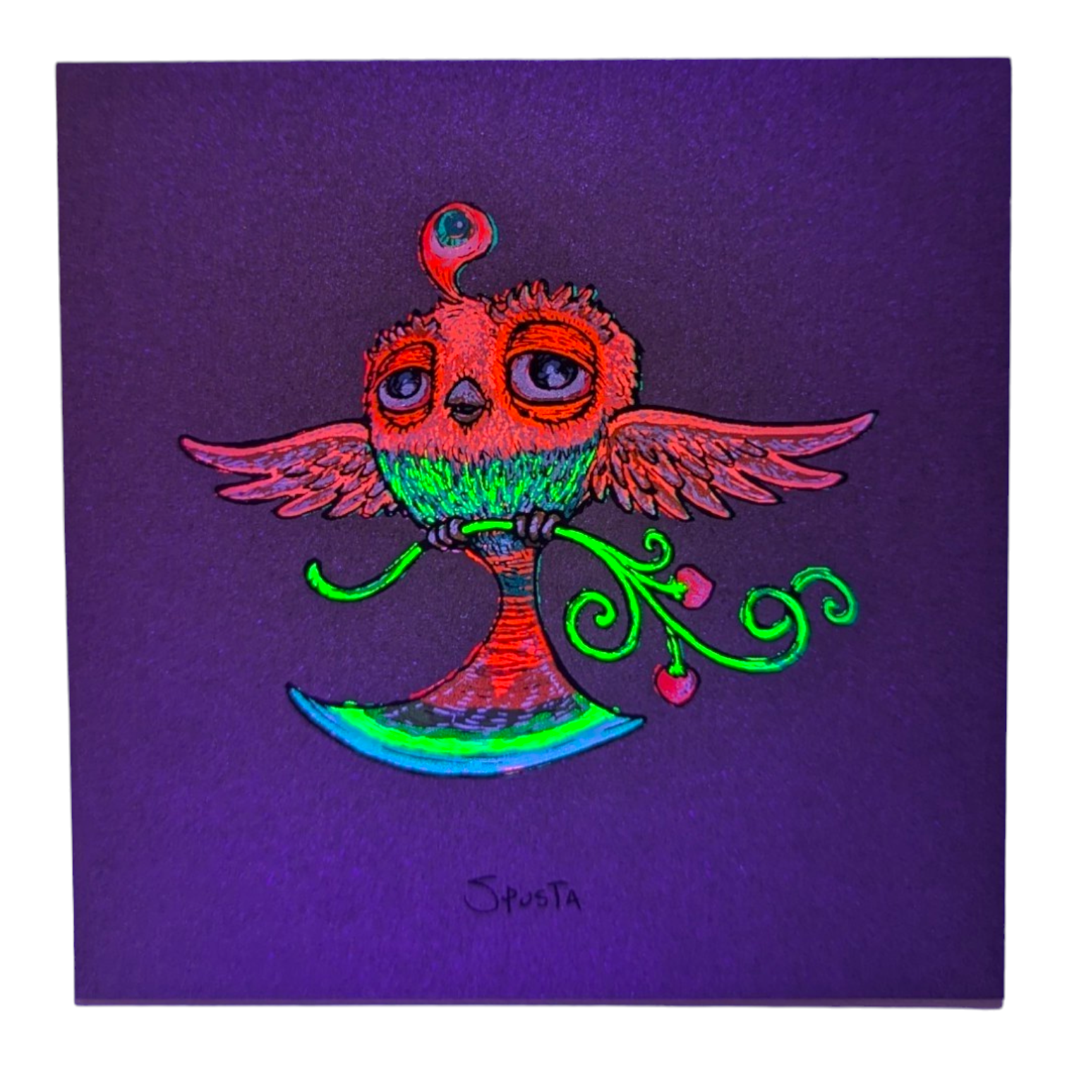 Marq Spusta Peace Branch Bird (Aqua Shimmer) Micro Print - Arte House