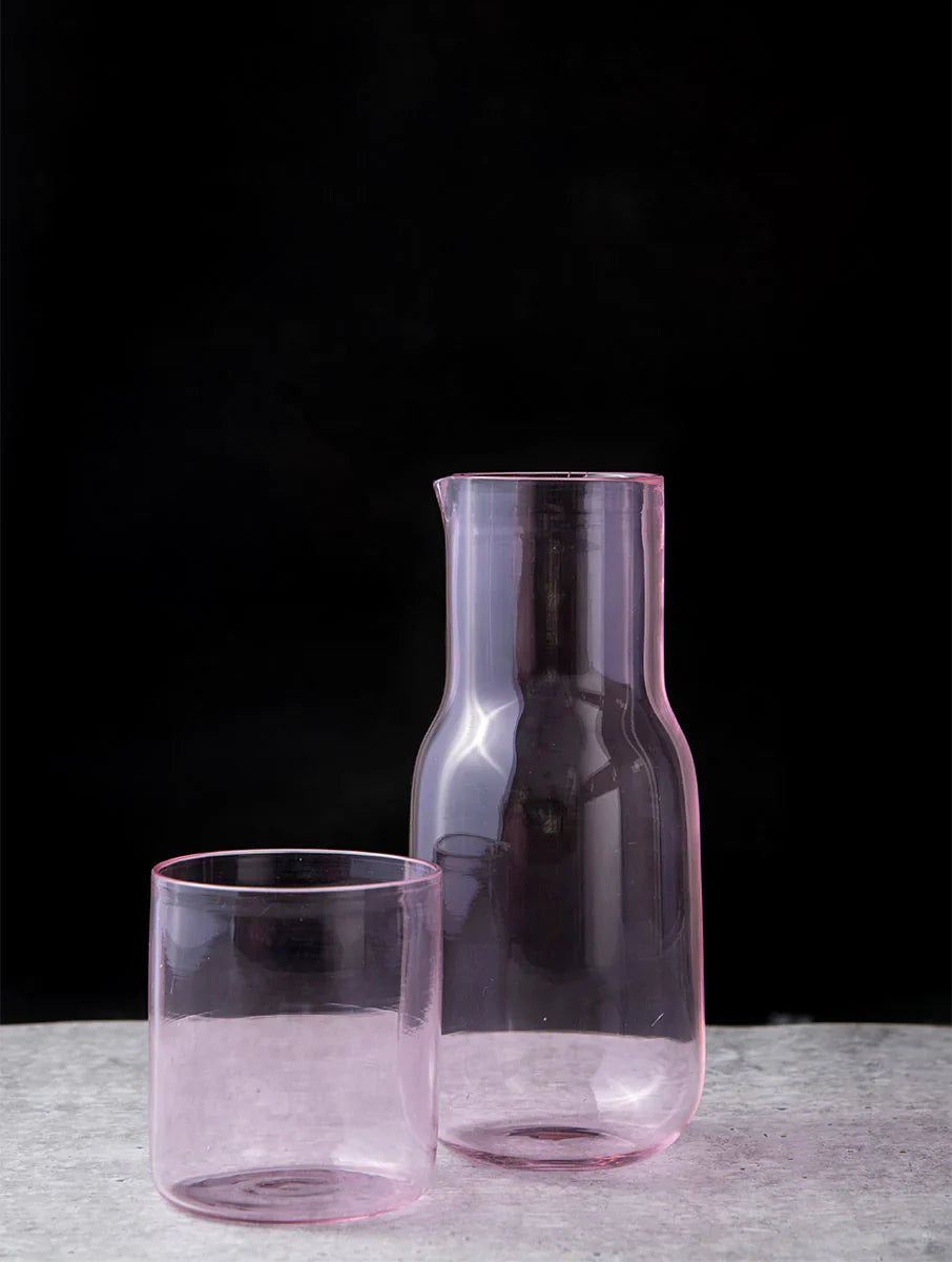 Handcrafted  Glass Carafe- Pink - Arte House