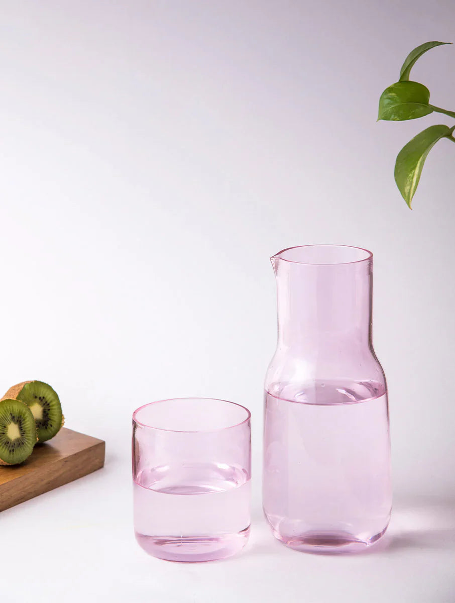 Handcrafted  Glass Carafe- Pink - Arte House