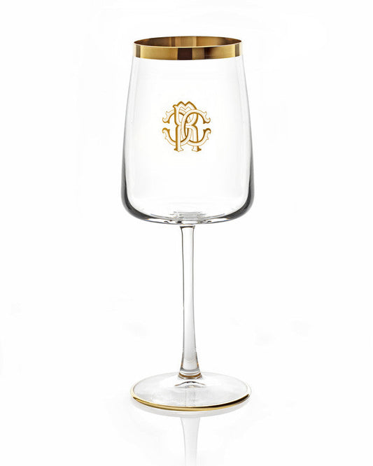 Wine Goblet NEW MONOGRAM  Gold 14.5 oz, H 8.5"