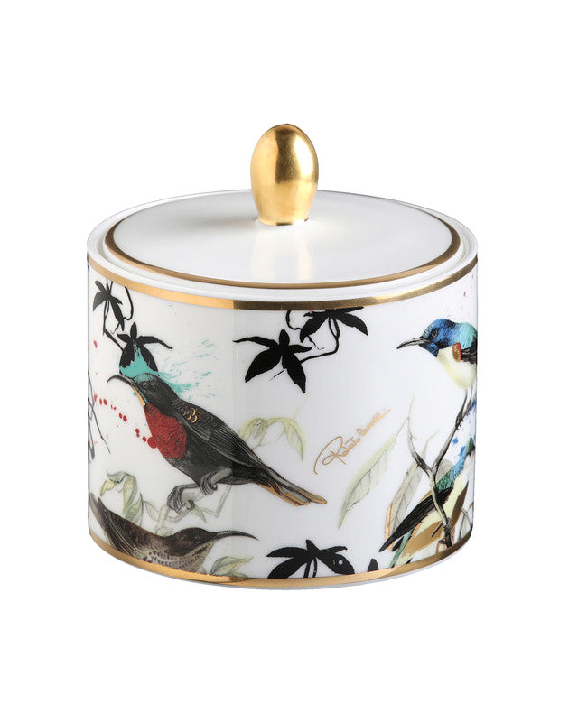 Sugar Pot GARDEN'S BIRDS   diam. 3.3", H 3.5"