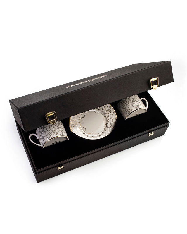 Tea Cup & Saucer GIRAFFE Set of 2 in Luxury Box diam. 3.3", H 2.3", cap. 7.5 oz, Saucer diam. 6" - Arte House